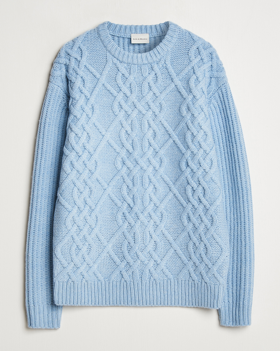 Herren | Pullover | Drôle de Monsieur | Heavy Cable Knit Pullover Light Blue