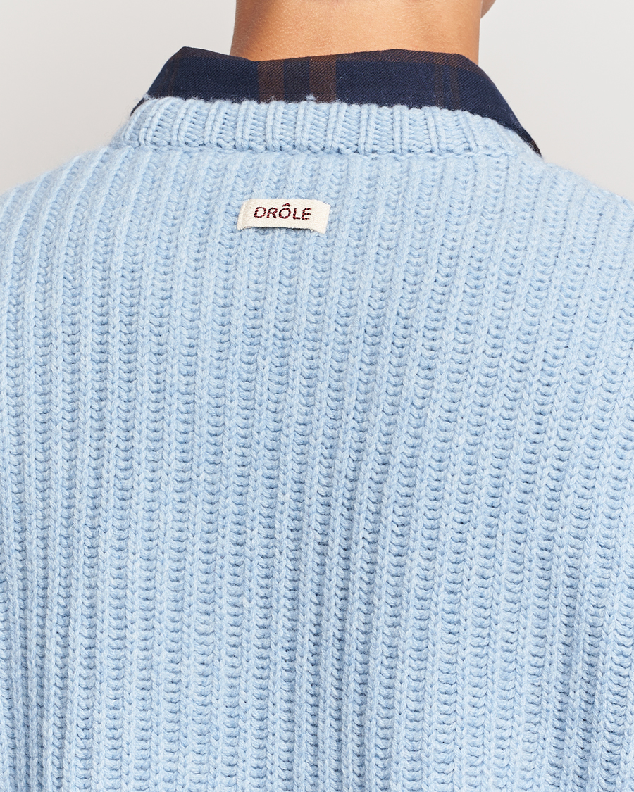Herren | Pullover | Drôle de Monsieur | Heavy Cable Knit Pullover Light Blue