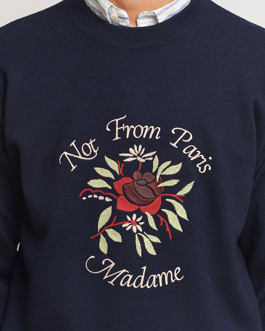 Herren | Pullover | Drôle de Monsieur | Flower Slogan Pullover Dark Navy