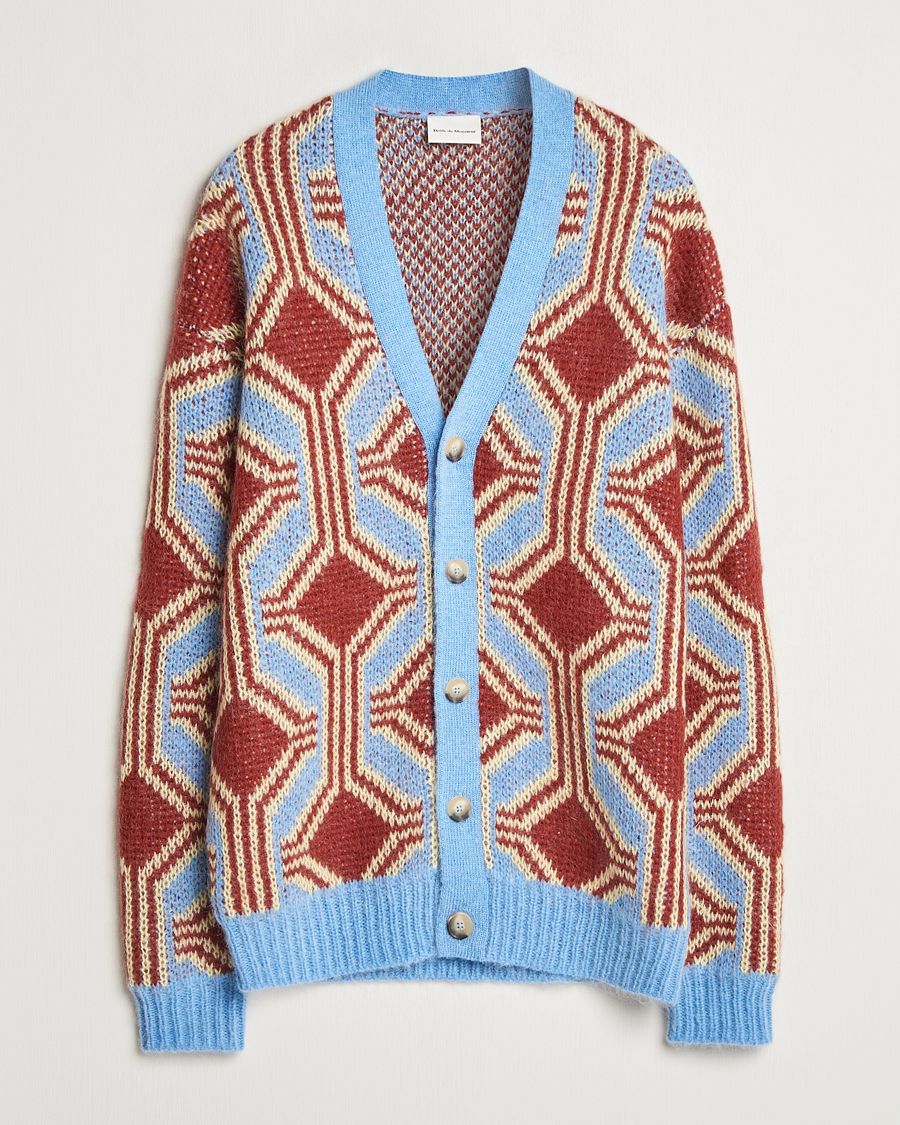 Herren | Pullover | Drôle de Monsieur | Geometric Mohair Cardigan Red/Blue