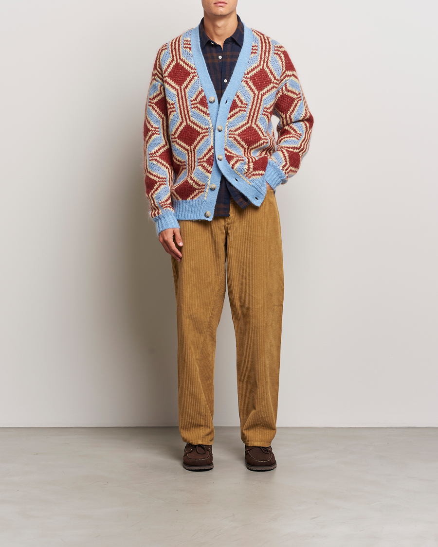 Herren | Pullover | Drôle de Monsieur | Geometric Mohair Cardigan Red/Blue