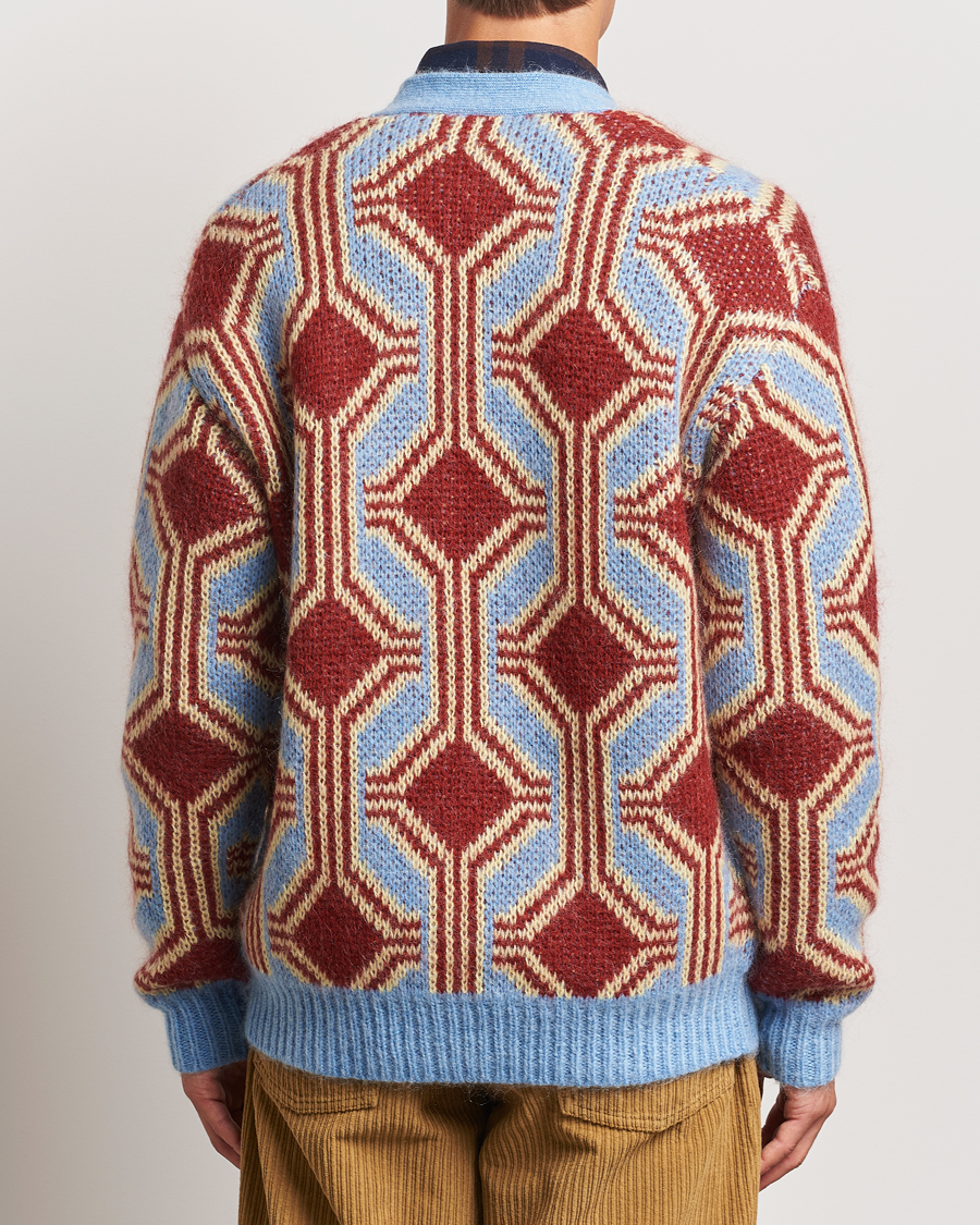 Herren | Pullover | Drôle de Monsieur | Geometric Mohair Cardigan Red/Blue