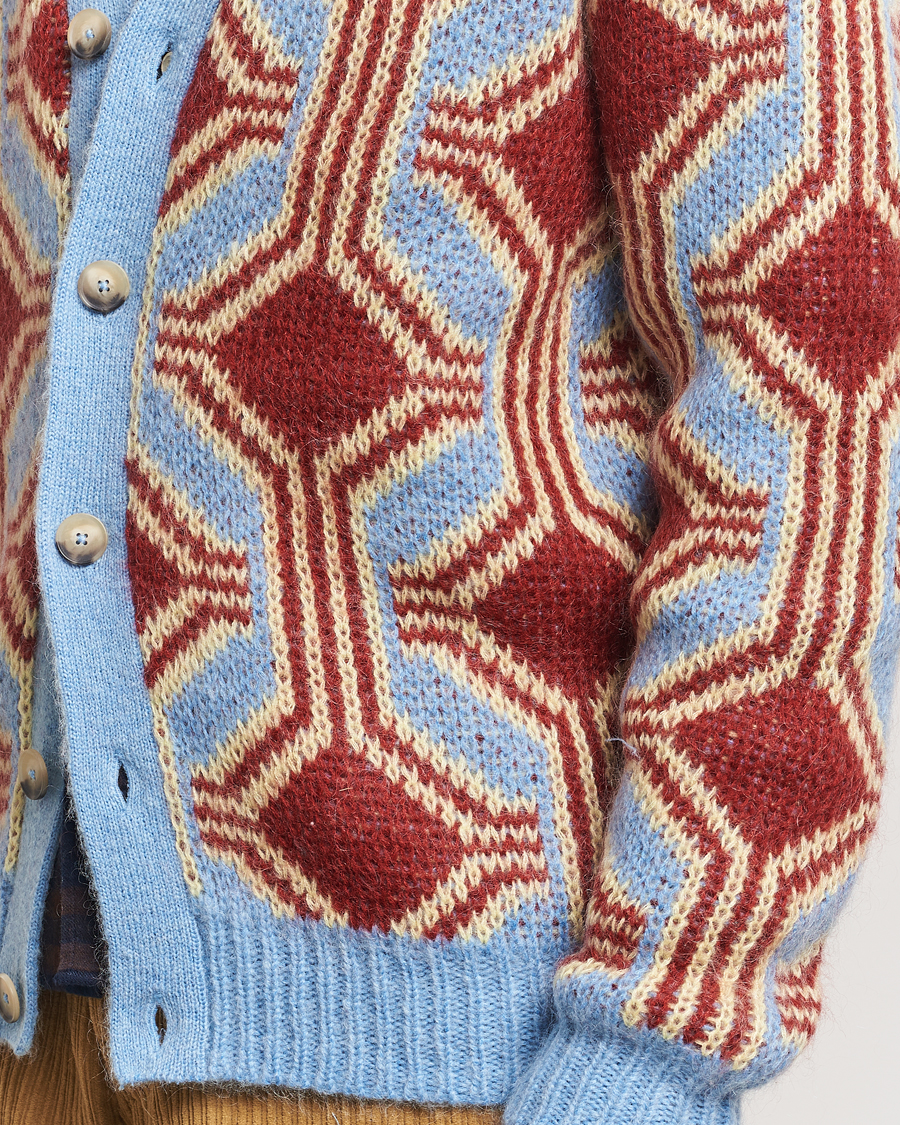 Herren | Pullover | Drôle de Monsieur | Geometric Mohair Cardigan Red/Blue