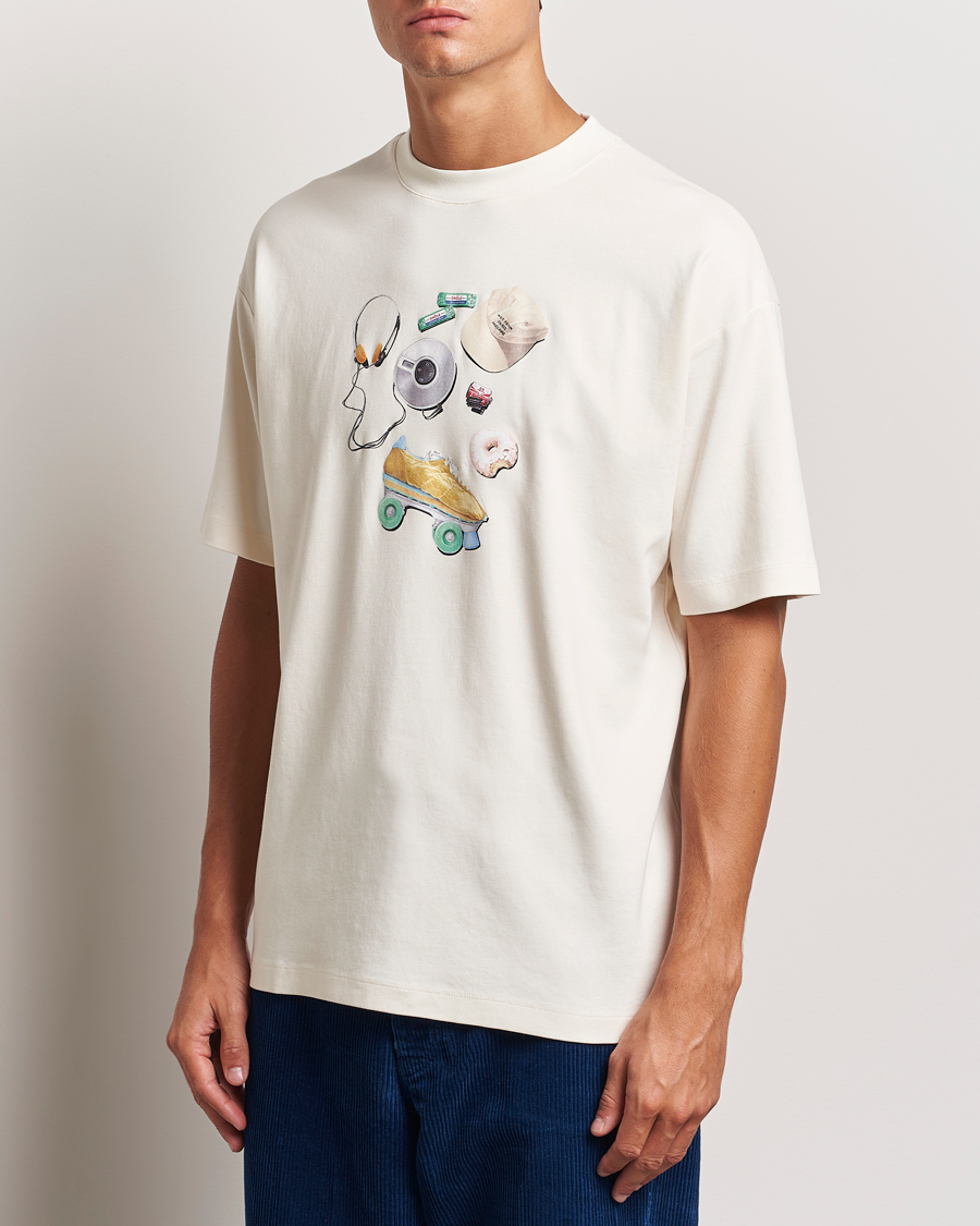 Herren | T-Shirts | Drôle de Monsieur | Balade Printed T-Shirt Cream