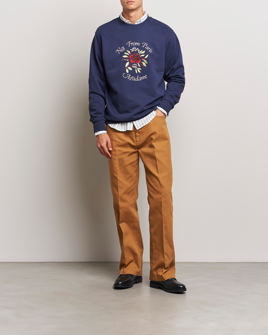 Herren | Pullover | Drôle de Monsieur | Flower Slogan Sweatshirt Dark Navy