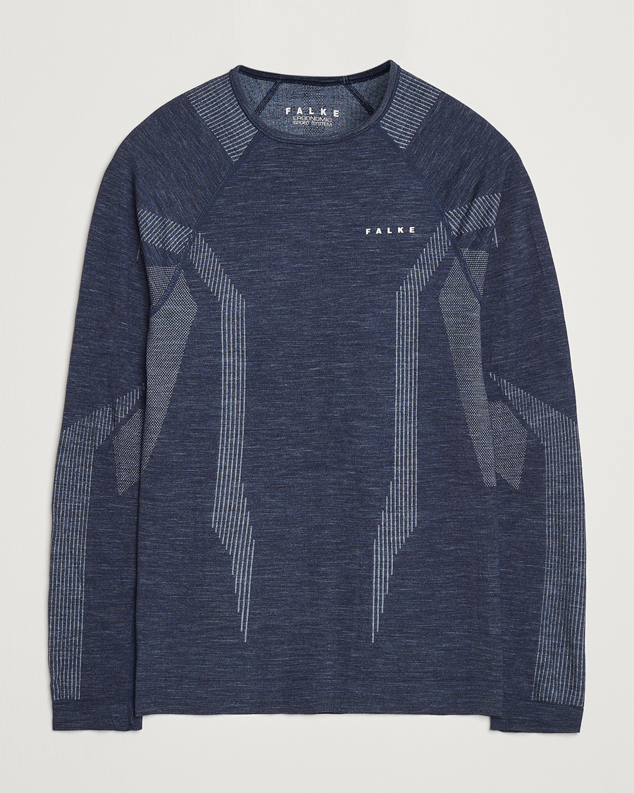 Herren | T-Shirts | Falke Sport | Long Sleeve Wool Tech Shirt Space Blue