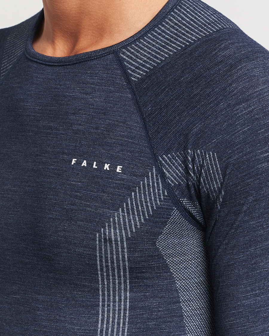 Herren | T-Shirts | Falke Sport | Long Sleeve Wool Tech Shirt Space Blue
