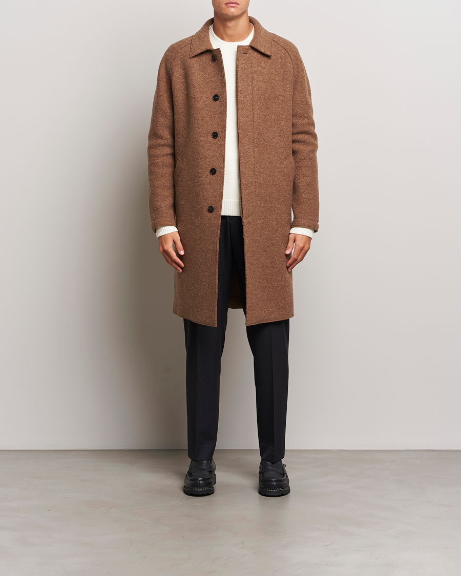 Herren | Jacken | Harris Wharf London | Boiled Wool Raglan Coat Caramel Melange