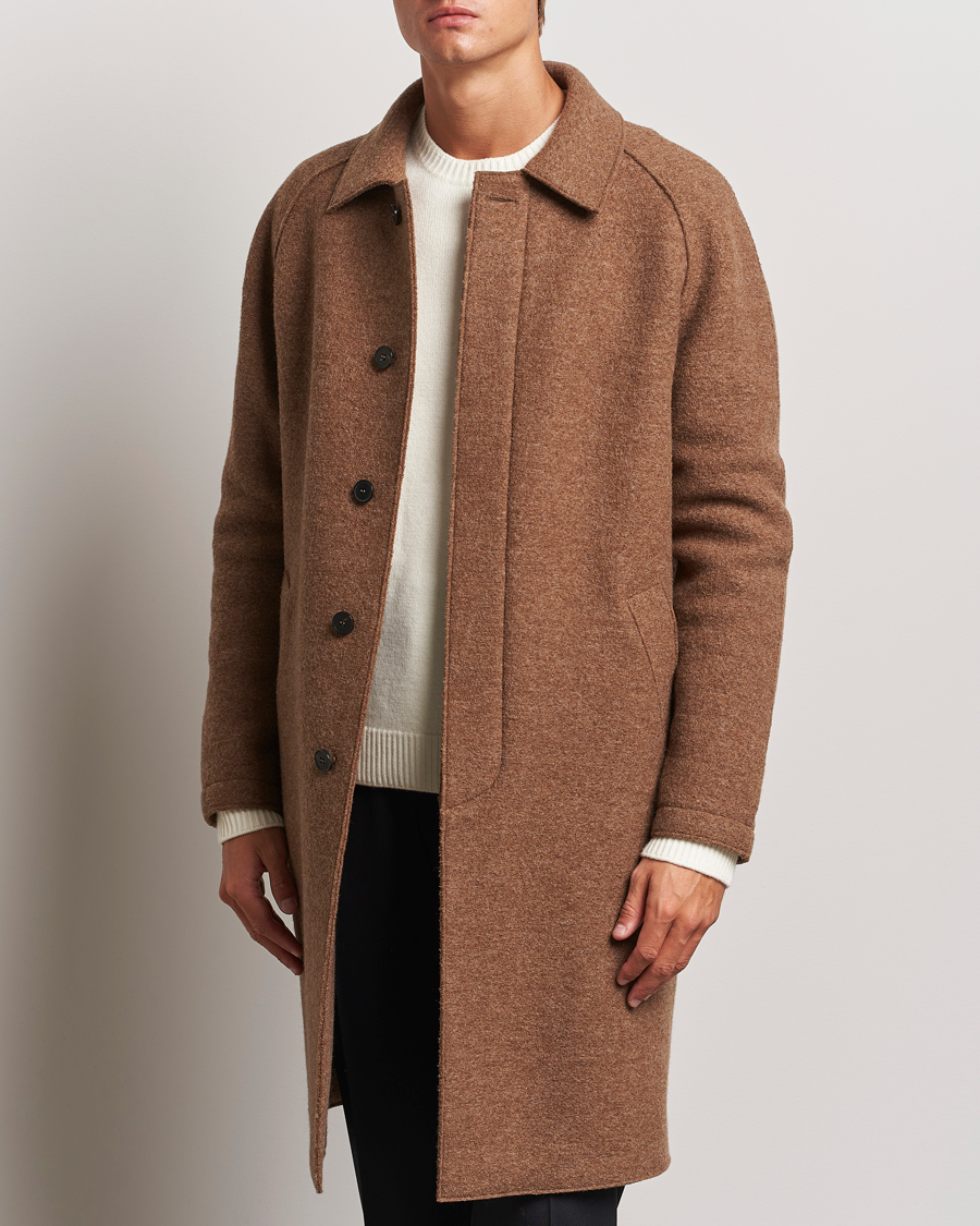 Herren | Jacken | Harris Wharf London | Boiled Wool Raglan Coat Caramel Melange