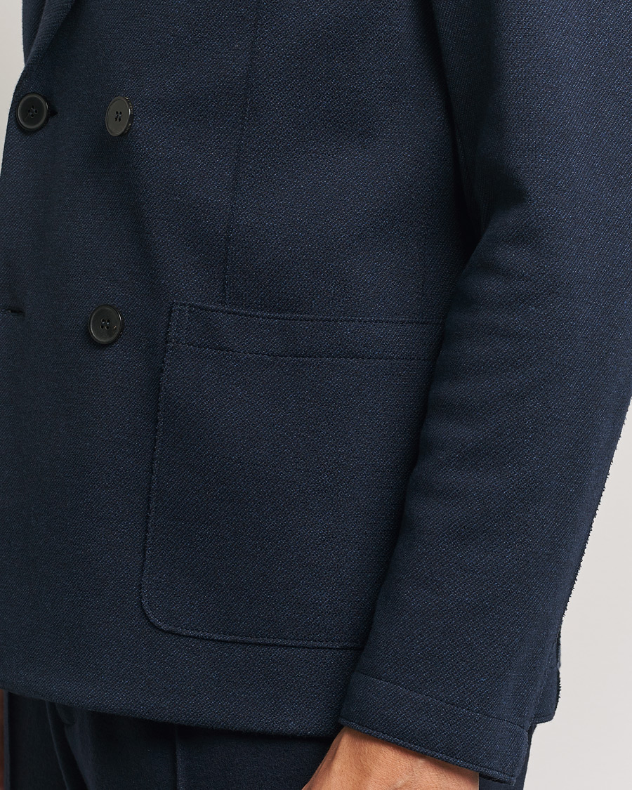 Herren | Sakkos | Harris Wharf London | Double Breasted Peak Lapel Jersey Blazer Navy Twill