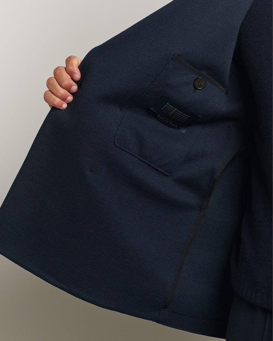 Herren | Sakkos | Harris Wharf London | Double Breasted Peak Lapel Jersey Blazer Navy Twill