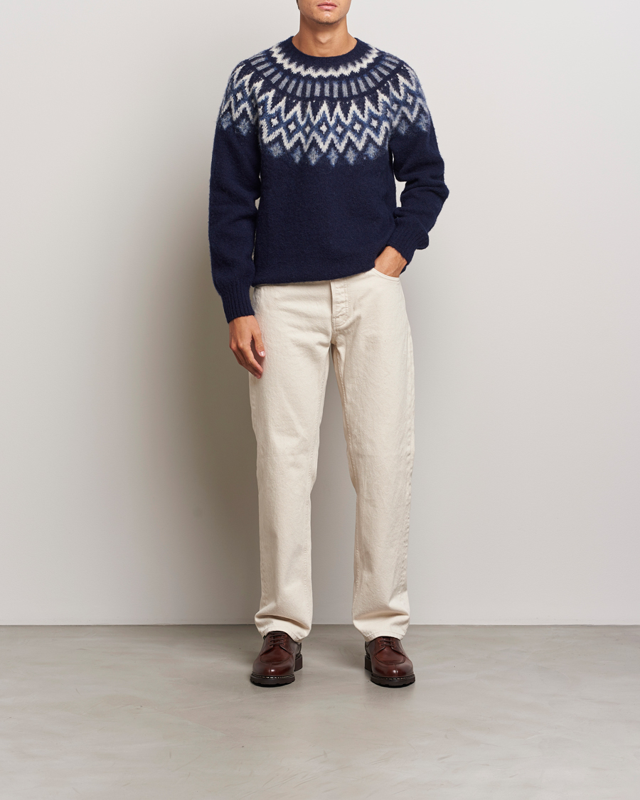 Herren | Pullover | Howlin' | Brushed Wool Fair Isle Crew Sweater Denim