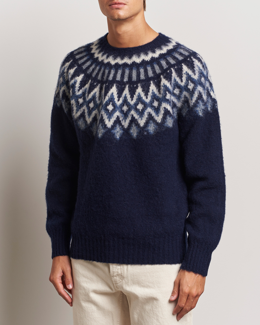 Herren | Pullover | Howlin' | Brushed Wool Fair Isle Crew Sweater Denim