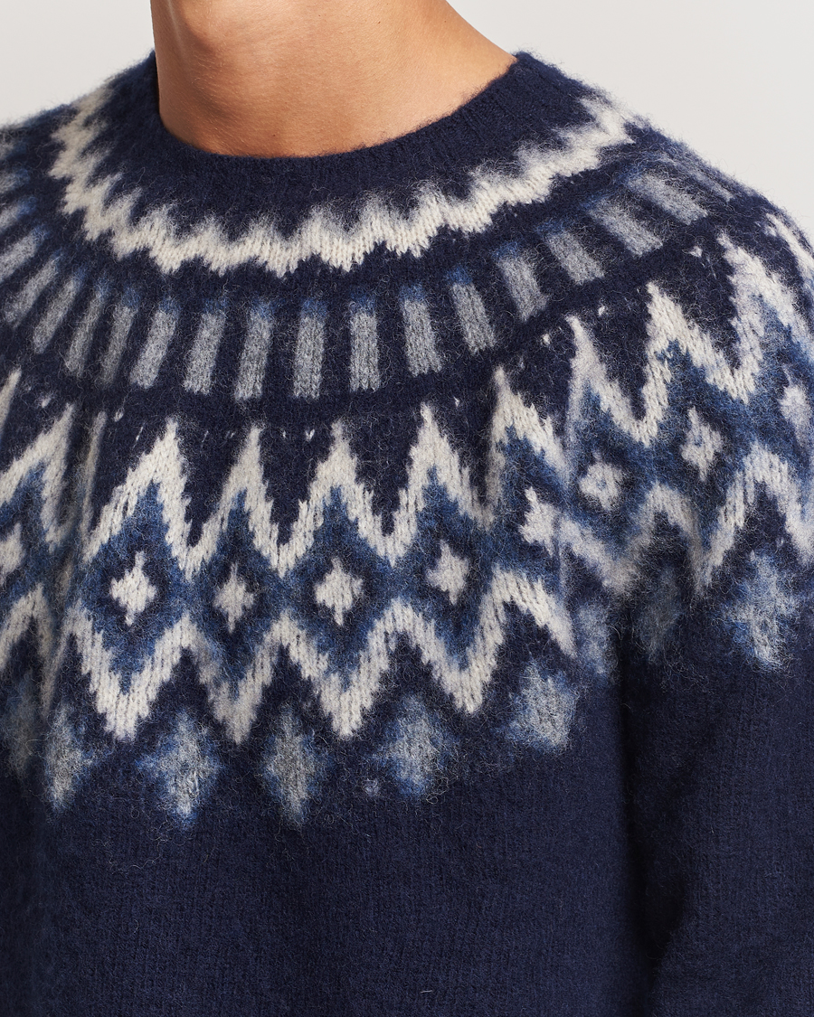 Herren | Pullover | Howlin' | Brushed Wool Fair Isle Crew Sweater Denim