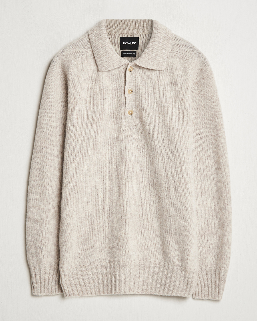 Herren | Pullover | Howlin' | Brushed Wool Polo Cosmic Latte