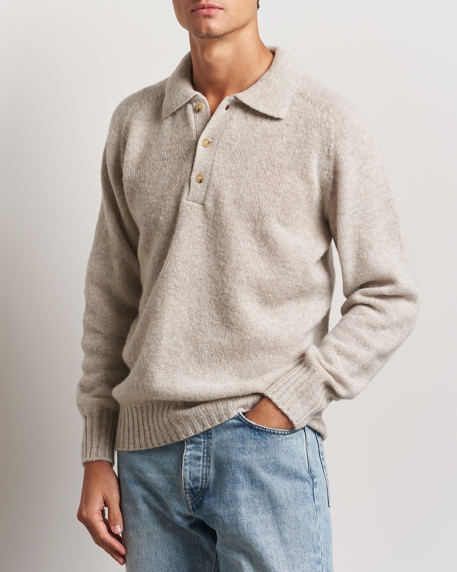 Herren | Pullover | Howlin' | Brushed Wool Polo Cosmic Latte