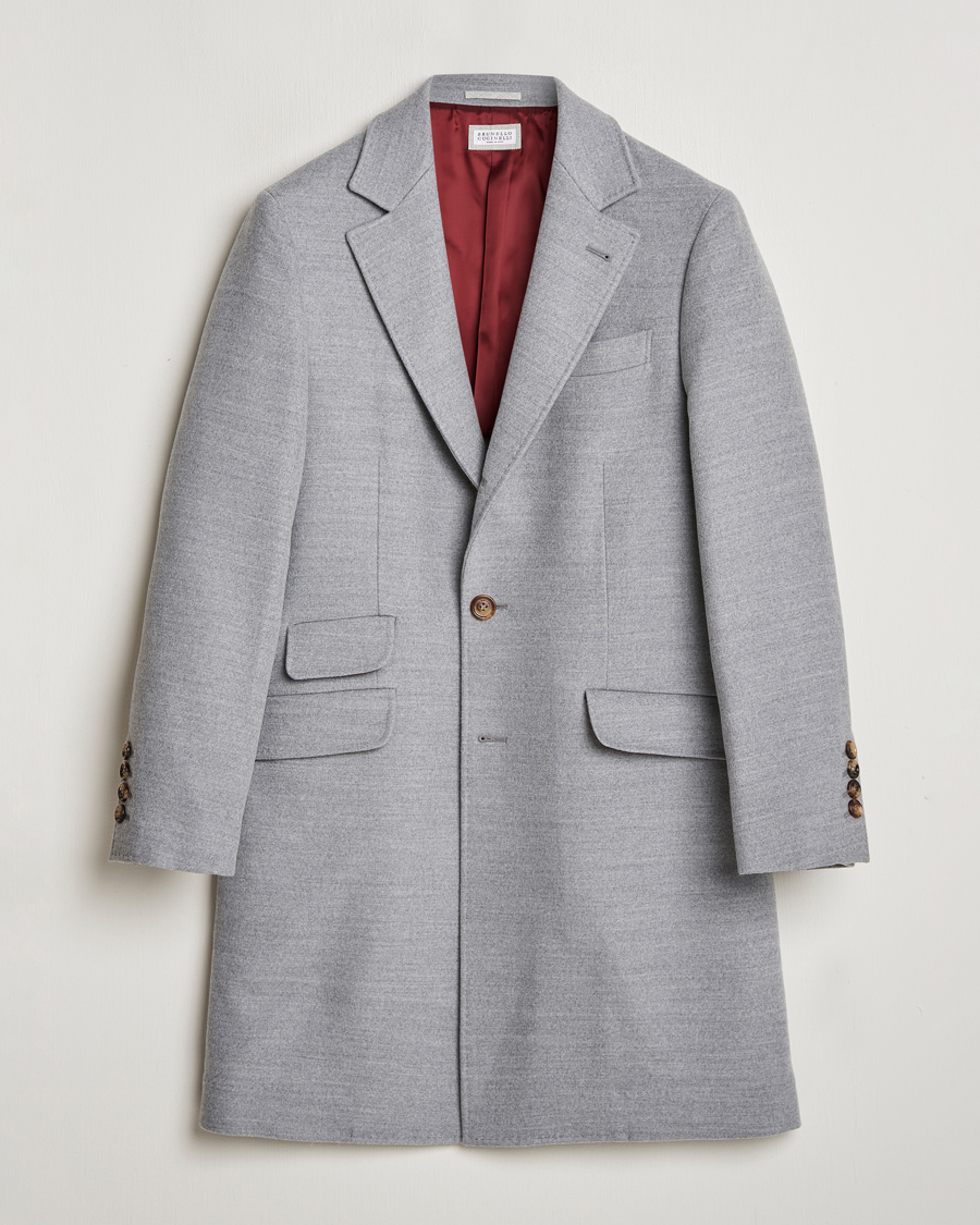 Herren | Jacken | Brunello Cucinelli | Single Breasted Beaver Wool Coat Pearl Grey