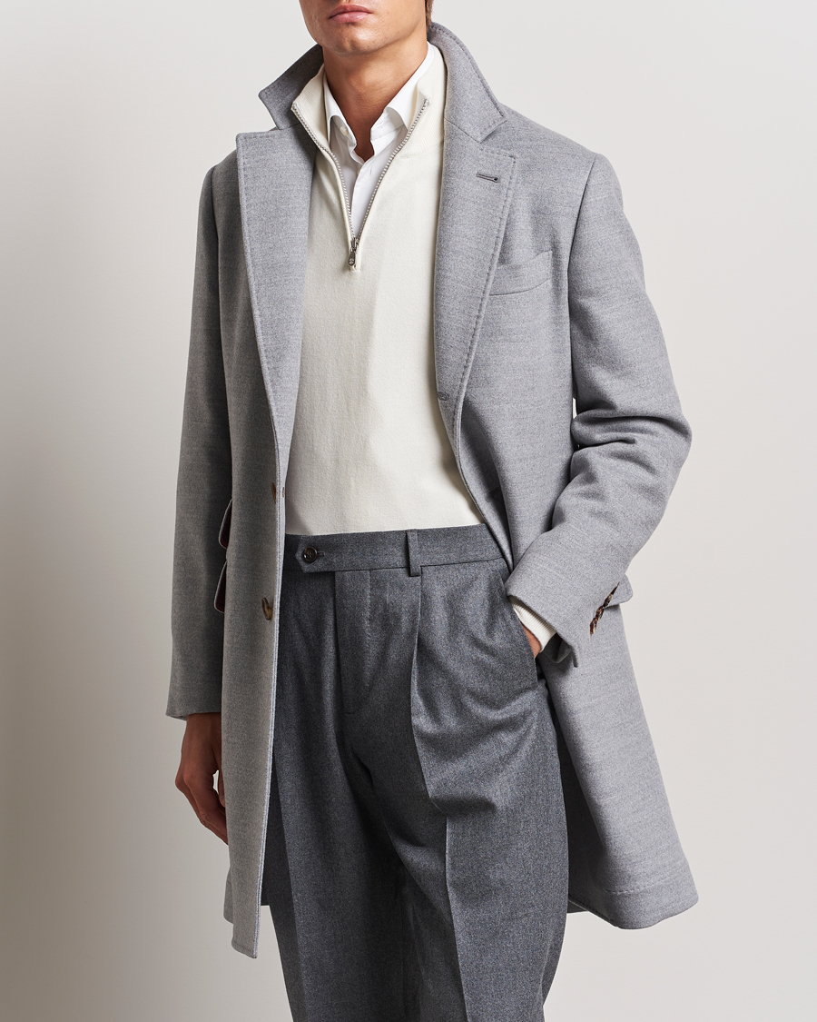 Herren | Jacken | Brunello Cucinelli | Single Breasted Beaver Wool Coat Pearl Grey