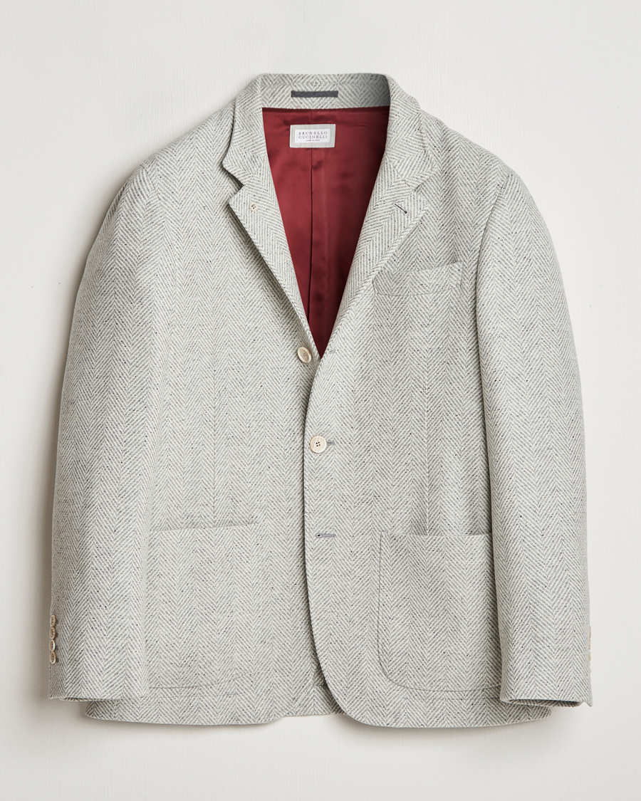 Herren | Jacken | Brunello Cucinelli | Cashmere Herringbone City Jacket Pearl Grey