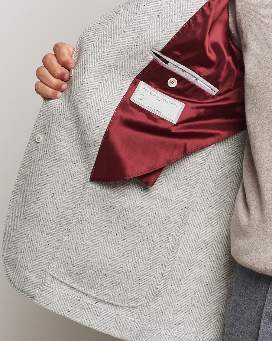 Herren | Jacken | Brunello Cucinelli | Cashmere Herringbone City Jacket Pearl Grey