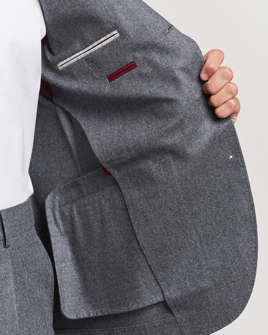 Herren | Anzüge | Brunello Cucinelli | Single Breasted Flannel Suit Grey Melange