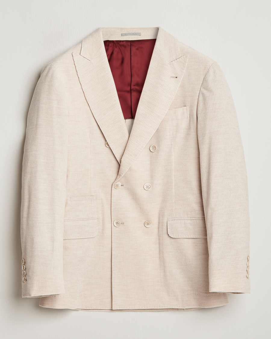 Herren | Sakkos | Brunello Cucinelli | Double Breasted Cashmere Corduroy Blazer Sand