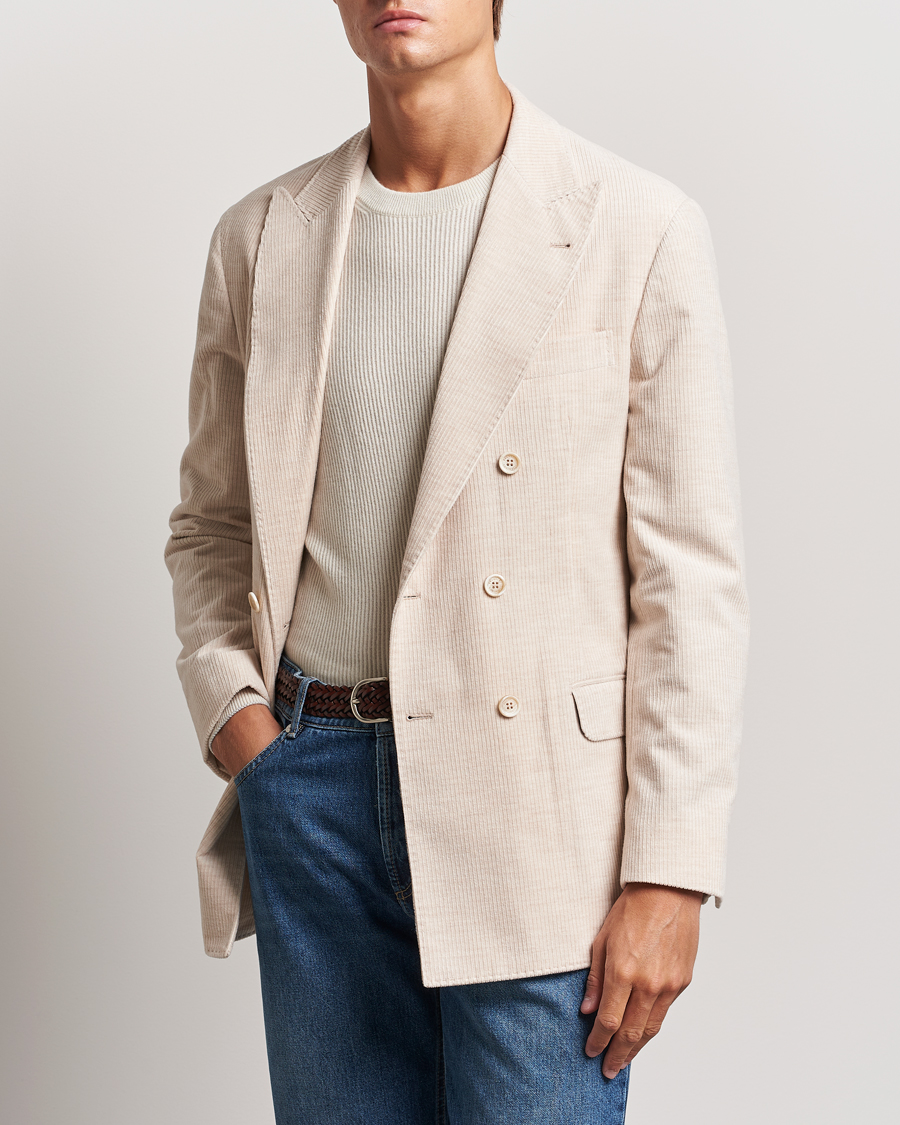 Herren | Sakkos | Brunello Cucinelli | Double Breasted Cashmere Corduroy Blazer Sand