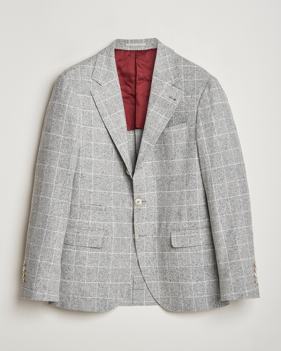 Herren | Sakkos | Brunello Cucinelli | Single Breasted Check Blazer Pearl Grey
