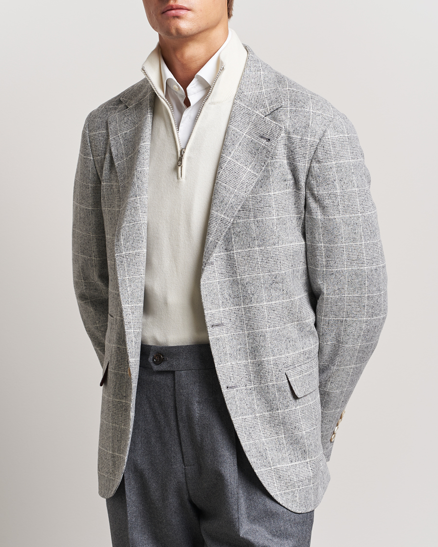 Herren | Sakkos | Brunello Cucinelli | Single Breasted Check Blazer Pearl Grey