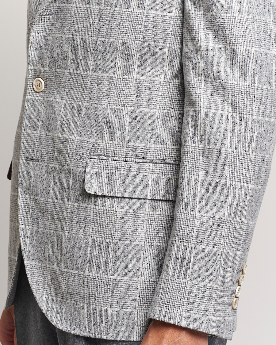 Herren | Sakkos | Brunello Cucinelli | Single Breasted Check Blazer Pearl Grey