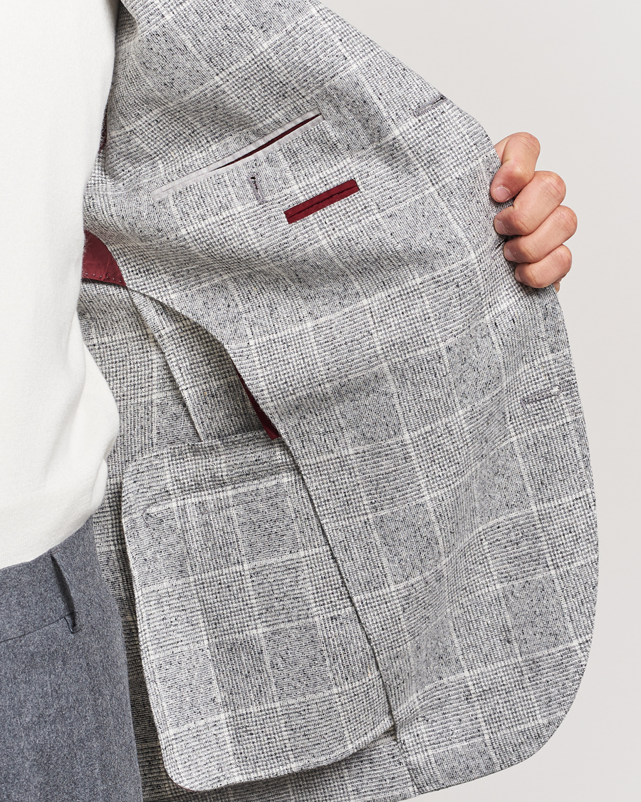 Herren | Sakkos | Brunello Cucinelli | Single Breasted Check Blazer Pearl Grey