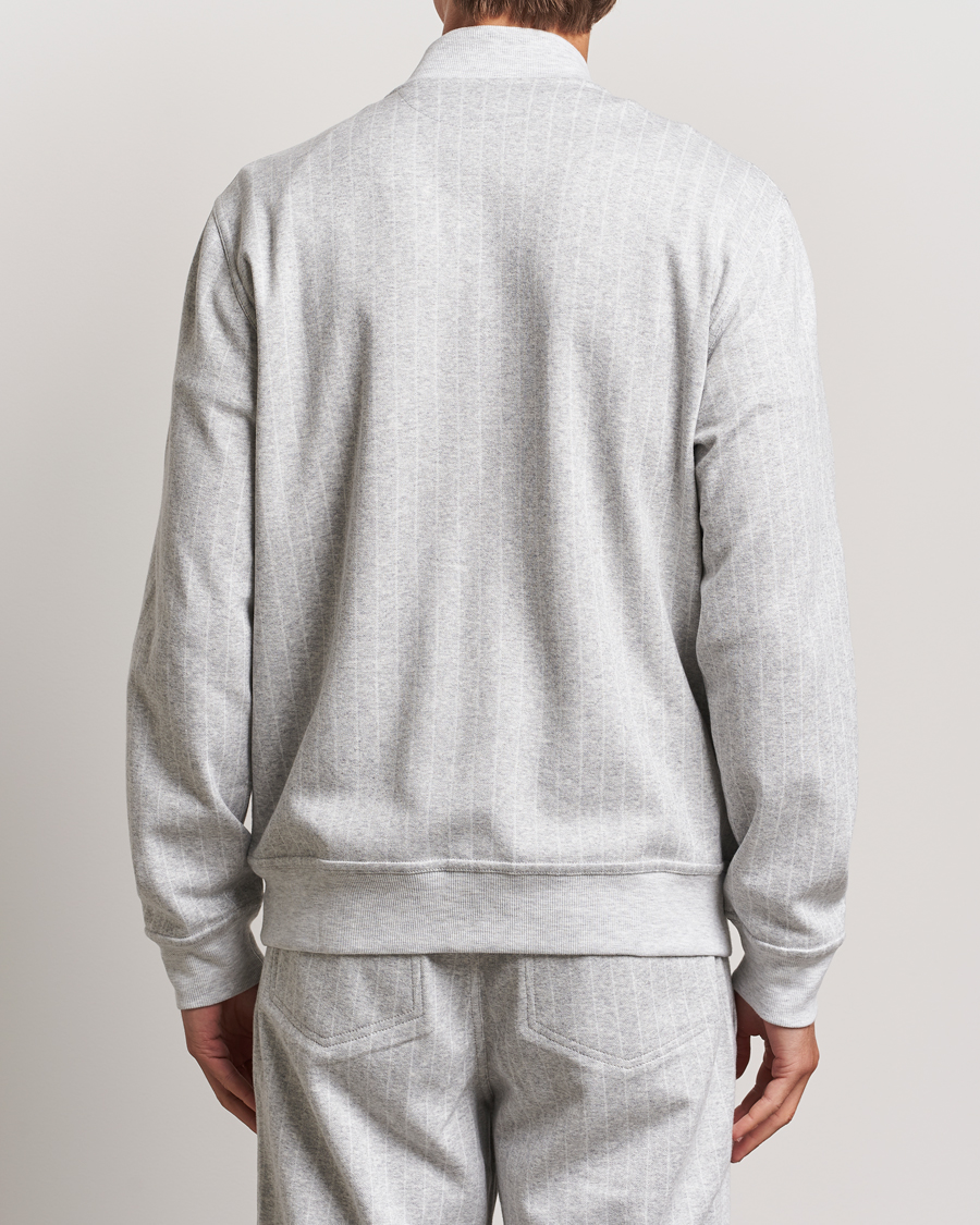 Herren | Pullover | Brunello Cucinelli | Soft Pinstripe Full Zip Sweater Pearl Grey