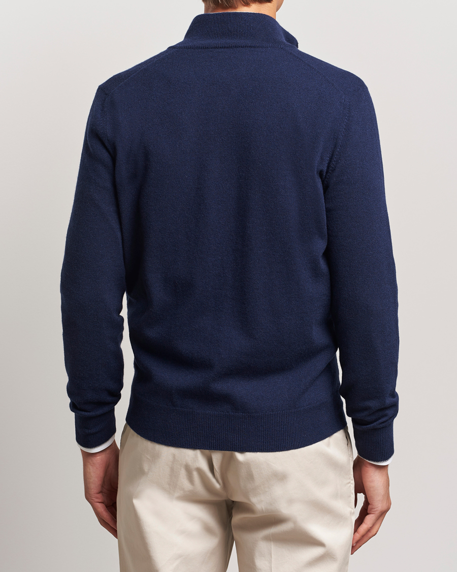 Herren | Pullover | Brunello Cucinelli | 2 Ply Cashmere Half Zip Navy