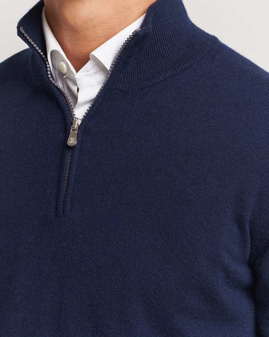 Herren | Pullover | Brunello Cucinelli | 2 Ply Cashmere Half Zip Navy