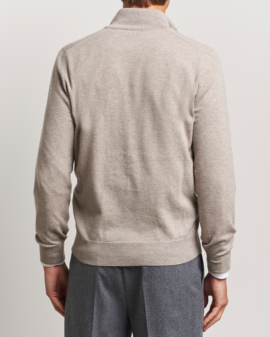 Herren | Pullover | Brunello Cucinelli | 2 Ply Cashmere Half Zip Beige