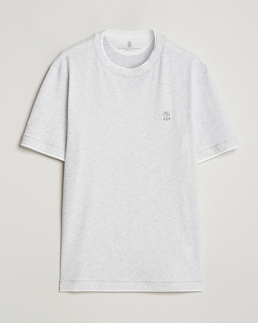 Herren | T-Shirts | Brunello Cucinelli | Short Sleeve Logo T-Shirt Light Grey