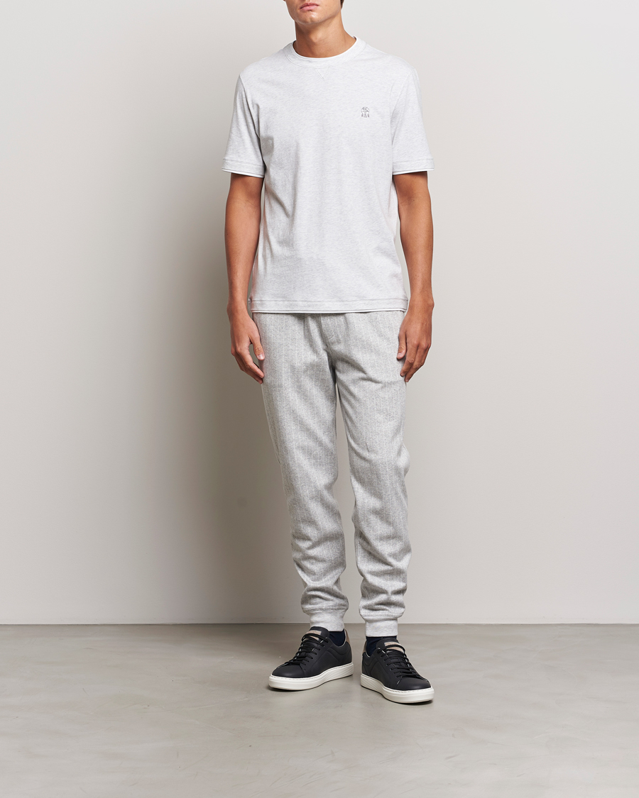 Herren | T-Shirts | Brunello Cucinelli | Short Sleeve Logo T-Shirt Light Grey