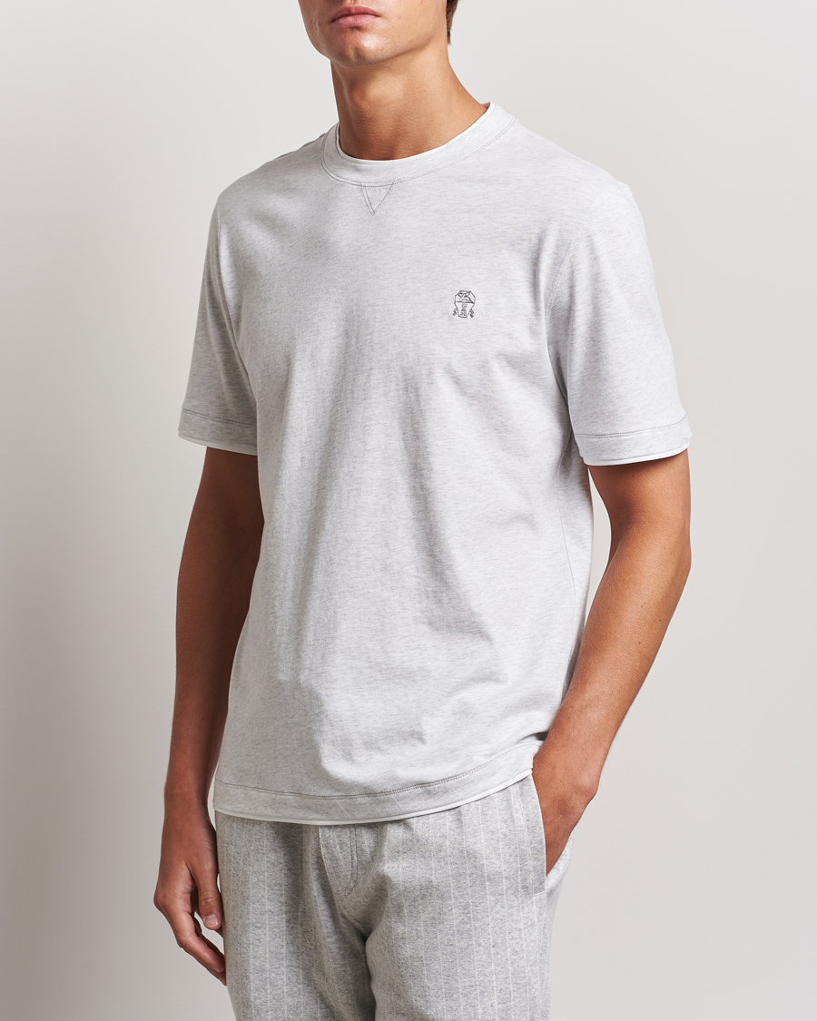 Herren | T-Shirts | Brunello Cucinelli | Short Sleeve Logo T-Shirt Light Grey