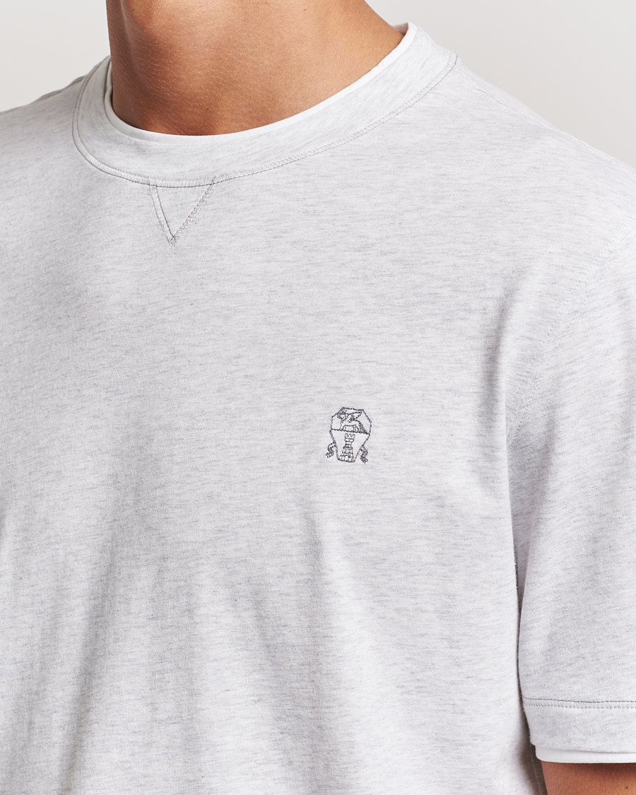Herren | T-Shirts | Brunello Cucinelli | Short Sleeve Logo T-Shirt Light Grey