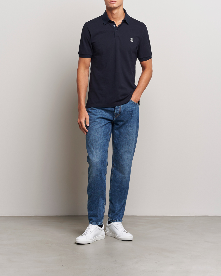 Herren | Poloshirts | Brunello Cucinelli | Short Sleeve Logo Polo Navy