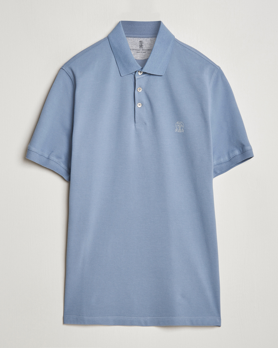 Herren | Poloshirts | Brunello Cucinelli | Short Sleeve Logo Polo Celestial