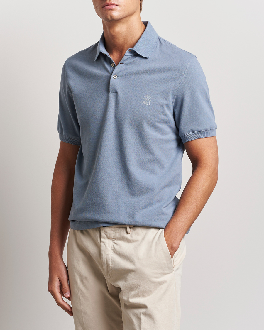 Herren | Poloshirts | Brunello Cucinelli | Short Sleeve Logo Polo Celestial