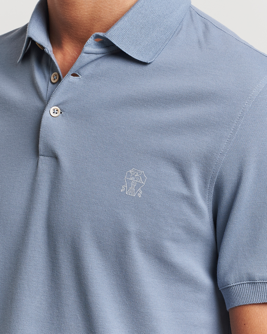 Herren | Poloshirts | Brunello Cucinelli | Short Sleeve Logo Polo Celestial