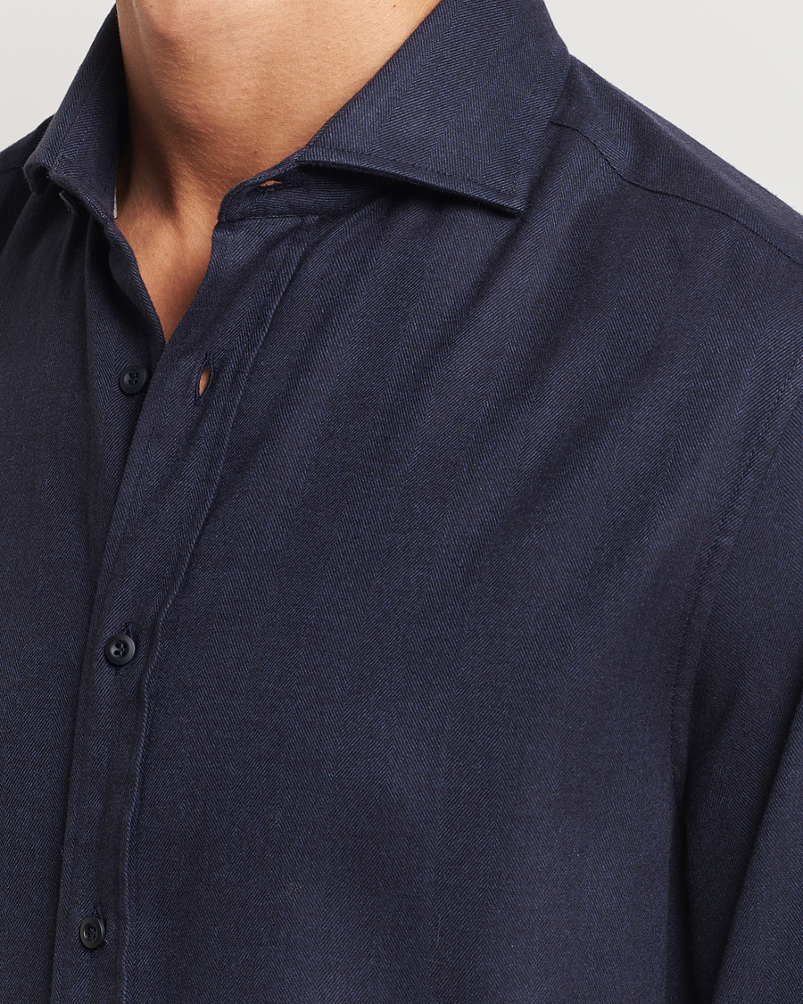 Herren | Hemden | Brunello Cucinelli | Slim Fit Flannel Shirt Navy