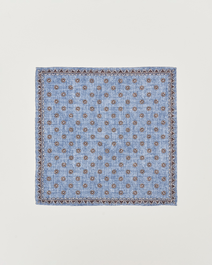 Herren | Brunello Cucinelli Printed Silk Pocket Square Light Blue | Brunello Cucinelli | Printed Silk Pocket Square Light Blue