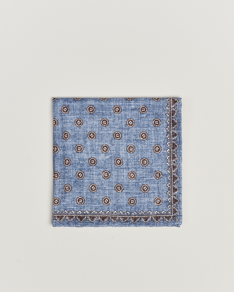 Herren | Brunello Cucinelli Printed Silk Pocket Square Light Blue | Brunello Cucinelli | Printed Silk Pocket Square Light Blue
