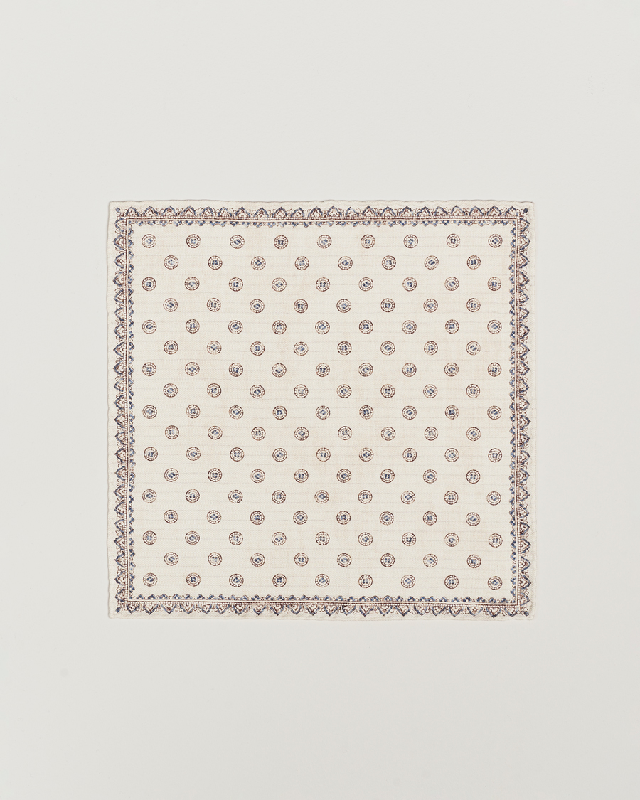 Herren | Brunello Cucinelli Printed Silk Pocket Square Ivory | Brunello Cucinelli | Printed Silk Pocket Square Ivory