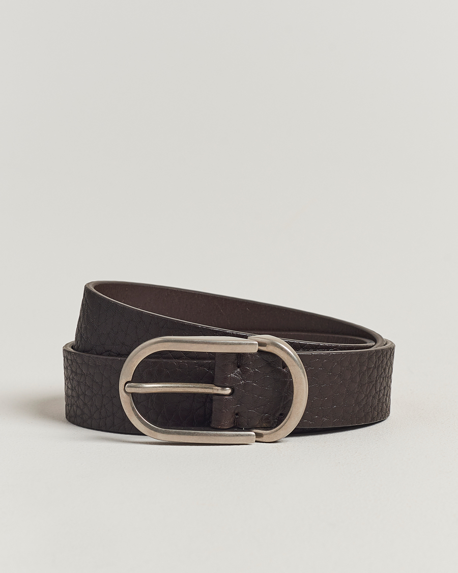 Herren | Brunello Cucinelli Grain Leather Belt Dark Brown | Brunello Cucinelli | Grain Leather Belt Dark Brown