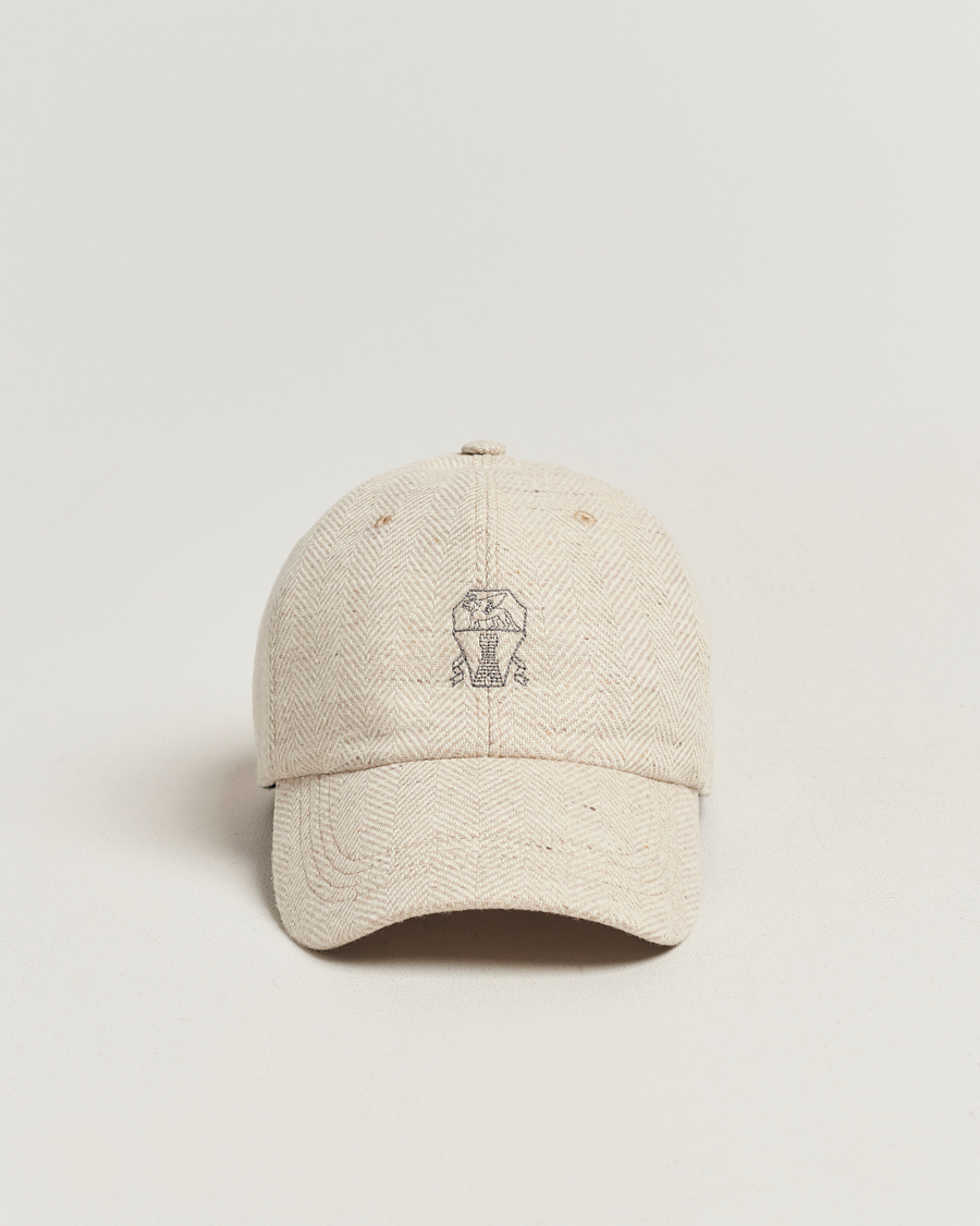 Herren | Brunello Cucinelli Herringbone Flannel Cap Light Beige | Brunello Cucinelli | Herringbone Flannel Cap Light Beige