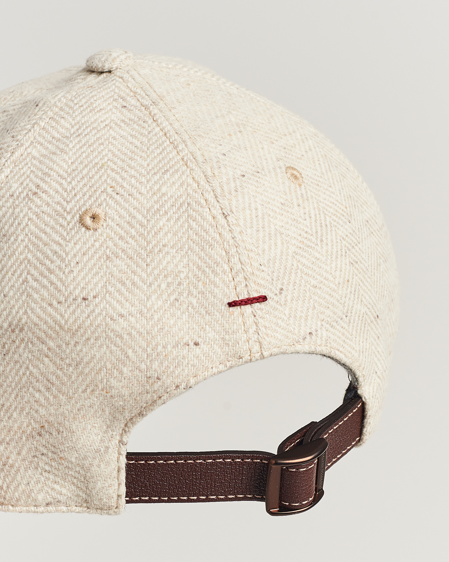 Herren | Brunello Cucinelli Herringbone Flannel Cap Light Beige | Brunello Cucinelli | Herringbone Flannel Cap Light Beige
